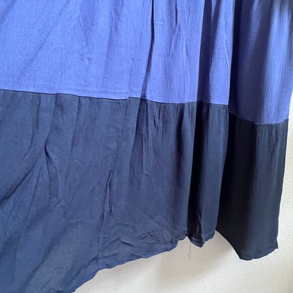 NEW Womens Floral V-Neck Embroidery Bohemian Flowy Love Blue Dress Long Sleeve L - Picture 8 of 10